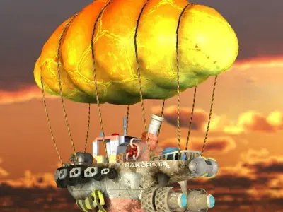 Steam Punk Tug Boat Low-poly 3D model