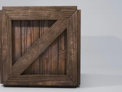 Wooden Box Low-poly 3D model 13