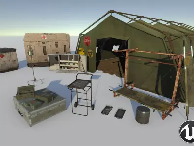 Medical kit pack Low-poly 3D model