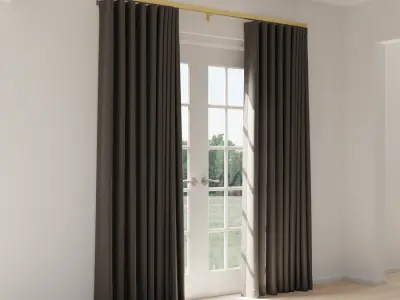  Ripple Fold Partly Open Curtains Model, Gray 