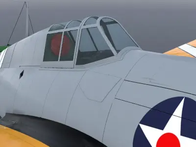 F4F-3 WILDCAT 41F4 Low-poly 3D model