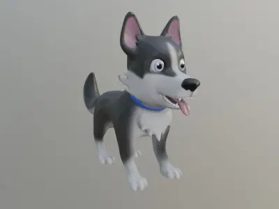 Husky Dog - Lowpoly Low-poly 3D model