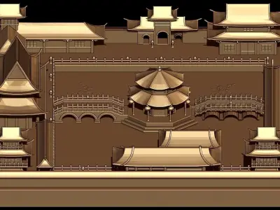 Chinese Tang Palace Low-poly 3D model