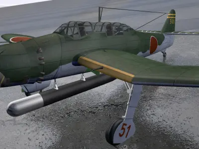 Aichi B7A2 Rjusei - aka Grace 3D model