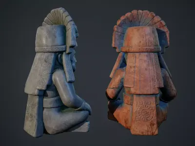 Aztec Statue 01 PBR Low-poly 3D model