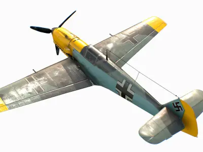 German fighter aircraft Messerschmitt Bf 109 Low-poly 3D model