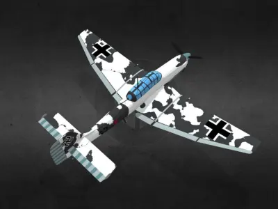 junkers-ju-87 fighter plane with camouflage Low-poly 3D model