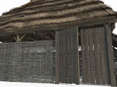 Medieval thatched cottage storage room 3D model