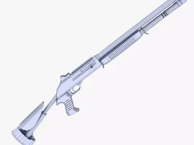Benelli M1014 Shotgun Low-poly 3D model