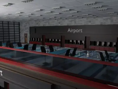 Airport Departures Lounge Low-poly 3D model