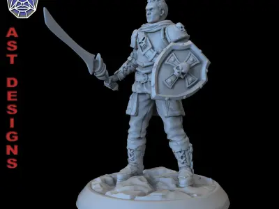 Fantasy character 1-0 warrior Miniature 3D print model