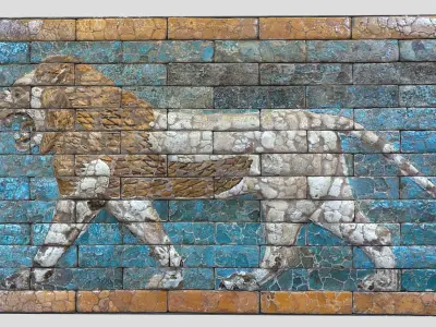 Babylonian lion-relief- Ishtar Gate Low-poly 3D model