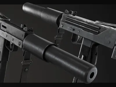 PBR MAC-10 and Suppressor Low-poly 3D model