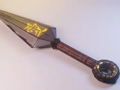 Low Poly Game-Ready Ninja Knife - Kunai Low-poly 3D model