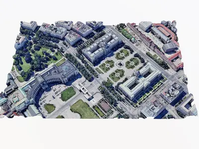 The Natural History Museum Vienna and Palace Low-poly 3D model