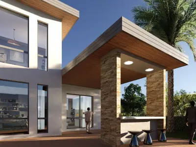 villa realistic house Low-poly 3D model