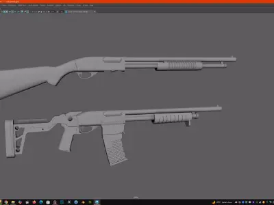 Remington 870 shotguns Low-poly 3D model