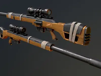 Warfare Magnum British Stylized Sniper Gun Low-poly 3D model