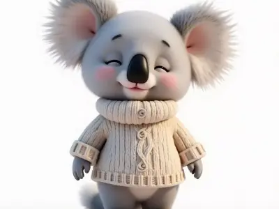 Cartoon Koala Sweater 3D Model Cozy Winter Character Low-poly 3D model