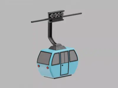 Cable Car Cartoon Low-poly 3D model