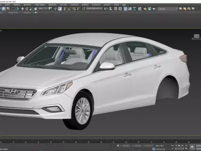 Hyundai Sonata 2016 -2017 with engine and bumpers support Free low-poly 3D model