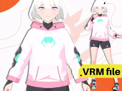 VRM CYBERPUNK NEO FASHION HOODIE MODERN SPORT FIT GIRL 3D model