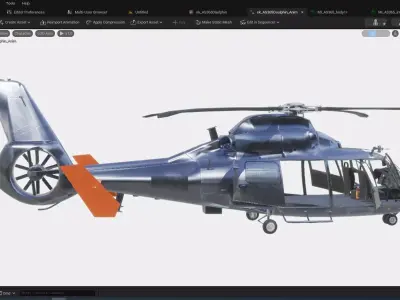 Rigged AS365 Daulphin Low-poly 3D model