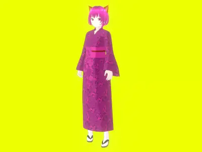 Traditional Anime Catgirl Chiyo Low-poly 3D model