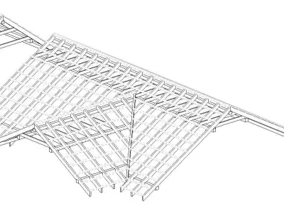 Revit Family Rafter Roof Parametric Timber Structure 3D model