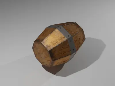 Low Poly barrel wooden Free low-poly 3D model