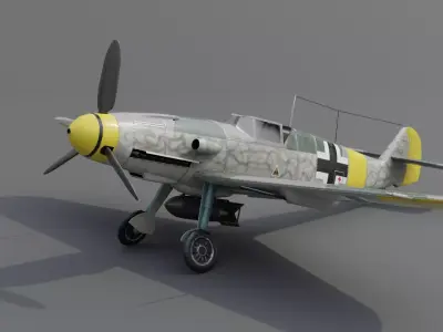 Messerschmitt Bf 109 F-1 Fighter Aircraft  Low-poly 3D model