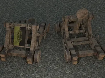 Medieval Catapult low-poly PBR Low-poly 3D model