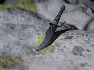 Curved Fantasy Dagger Game-Ready Asset with Cinematic Detail 3D model