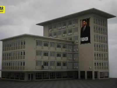 European Buildings - City Office B - Modular - Enterable Low-poly 3D model