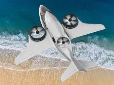 Aircraft Electric TriCopter eVTOL with Interior 3D model