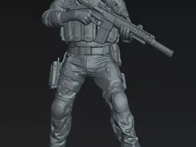 Special Forces Recon Operator STL Modern Military Miniature 3D print model