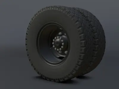 Complete set of wheels for Zil-130 truck Free low-poly 3D model