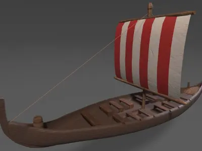 Viking Long Boat Low-poly 3D model