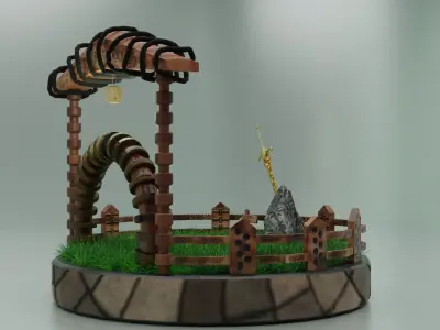 King Graveyard and Sword Free low-poly 3D model