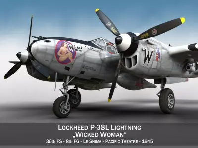 Lockheed P-38 Lightning - Wicked Woman 3D model