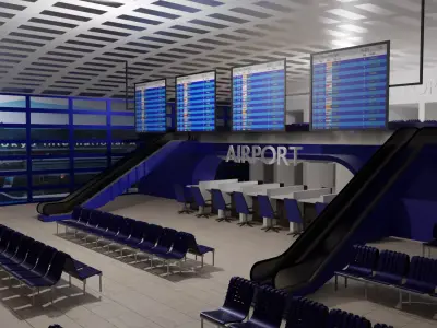 Airport interior Low-poly 3D model