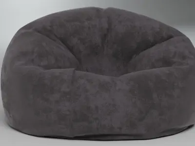 Grey Velvet Bean Bag Free 3D model