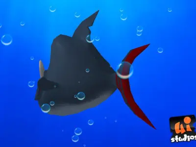 Angry Toon Fish Low-poly 3D model
