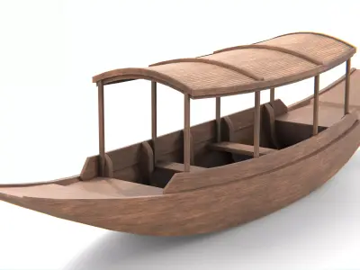 Traditional Thai wooden boat No01 Low-poly 3D model