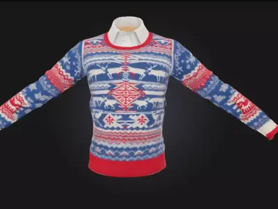 Reindeer Sweater Design  Cozy Festivity in Every Stitch 3D model