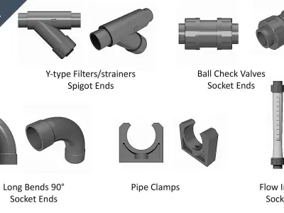 PVC METRIC - VALVES AND FITTINGS INDUSTRIAL - STEP 3D model