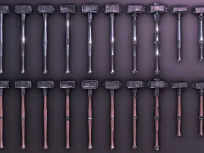 Modular Melee Stylized Melee Weapon Procedural Parts Pack  Low-poly 3D model