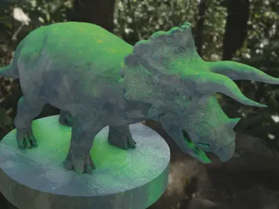 Triceratops- PBR-Rigged-includes stylized statue version 3D model