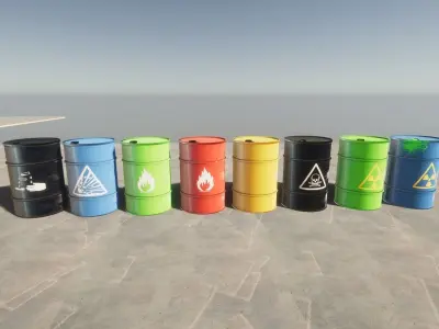 Different barrels Low-poly 3D model