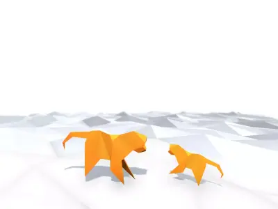 Origami Monkey Low-poly 3D model